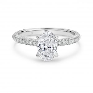 Sammy - Oval Cut Diamond Engagement Ring with hidden halo and pave band