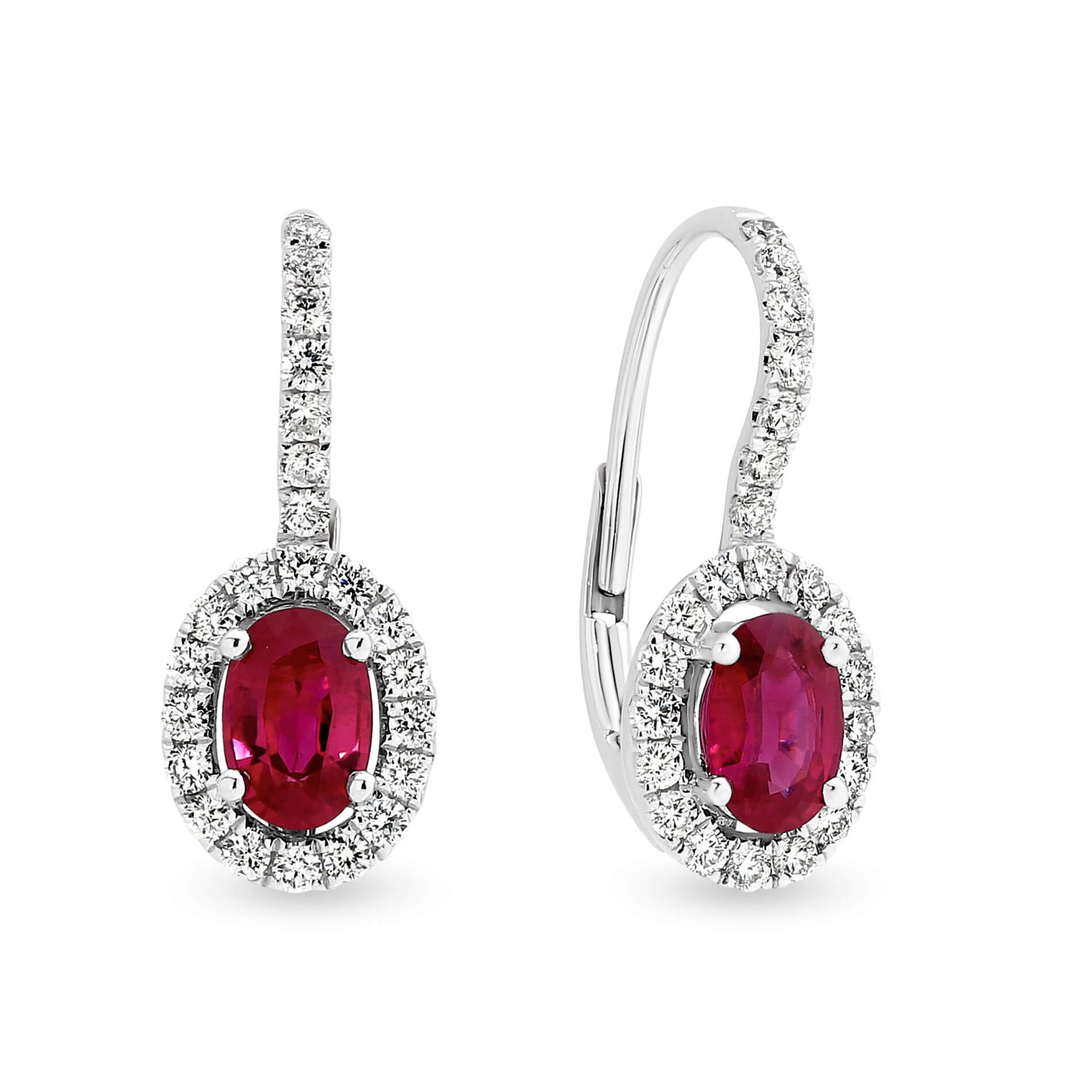 Natural Ruby and Diamond Drop Earrings - Garen Jewellery