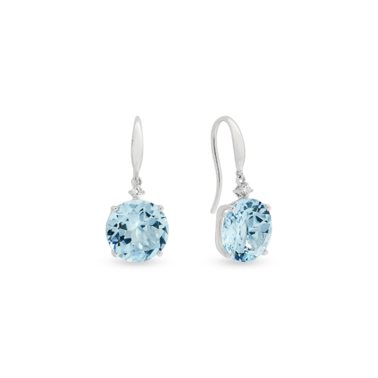 ROUND CUT AQUAMARINE DIAMOND DROP