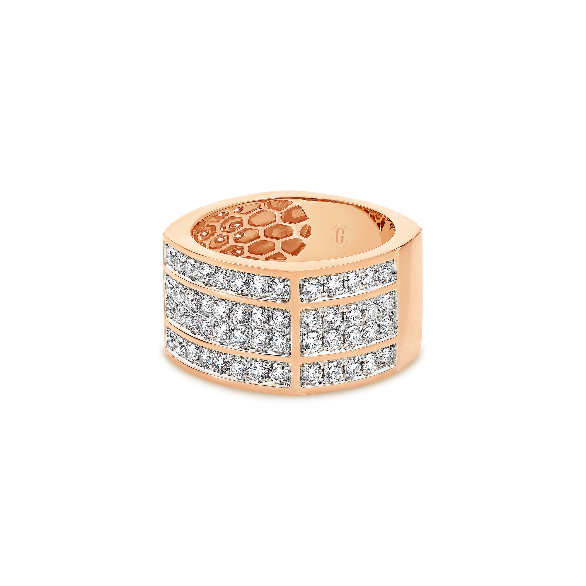 FOUR ROW GENTS DIAMOND RING - Image 7