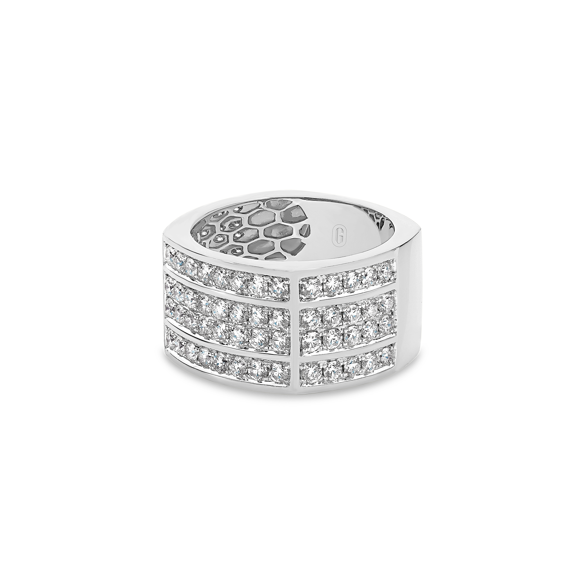 FOUR ROW GENTS DIAMOND RING - Image 2