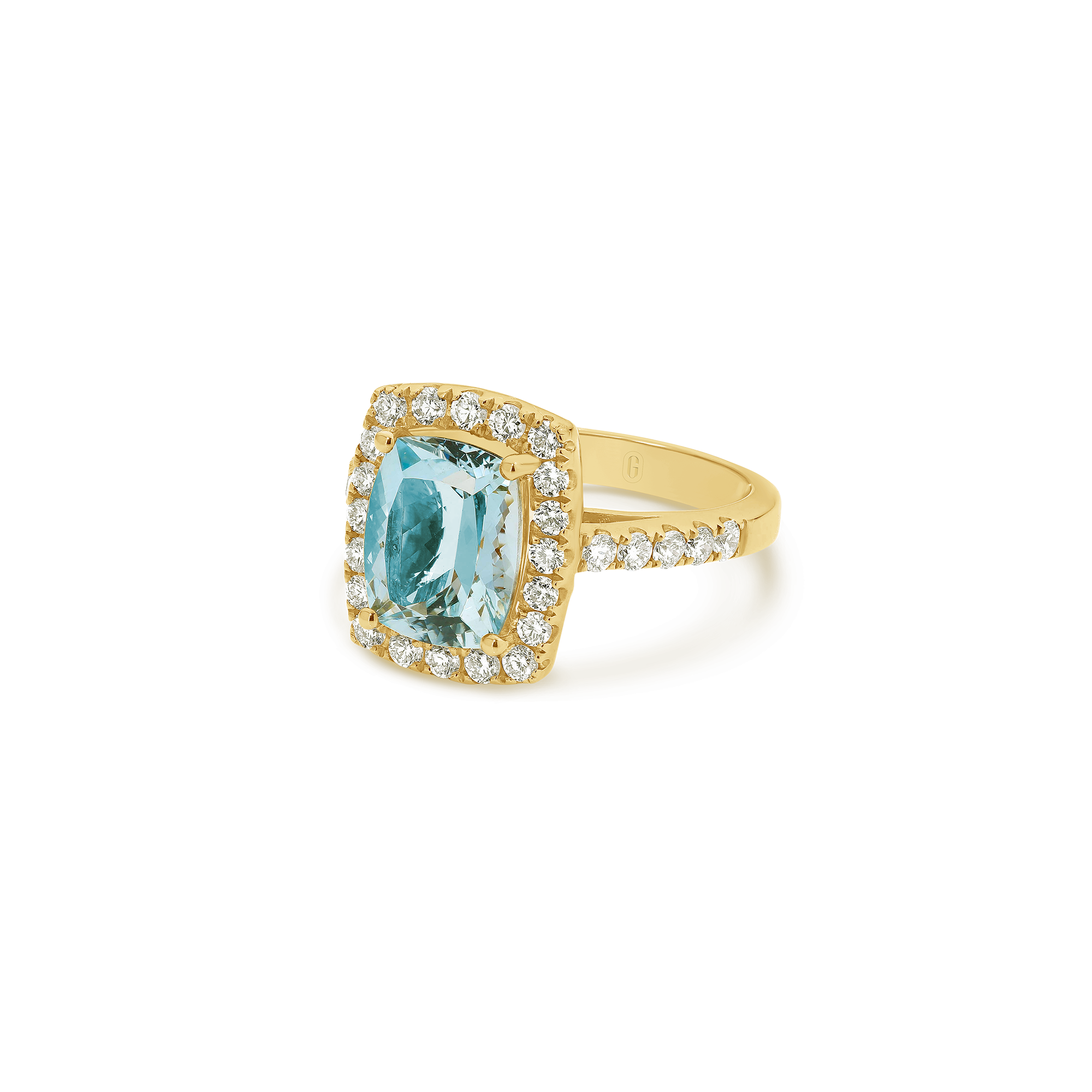 CUSHION CUT AQUAMARINE DIAMOND HALO RING - Image 5