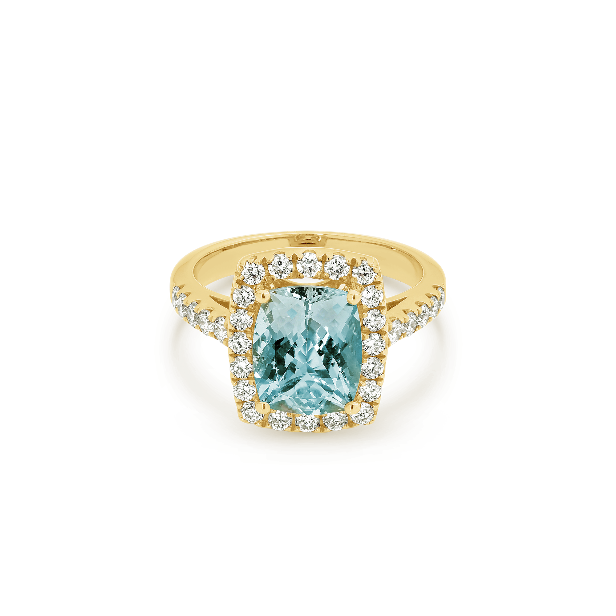 CUSHION CUT AQUAMARINE DIAMOND HALO RING - Image 4