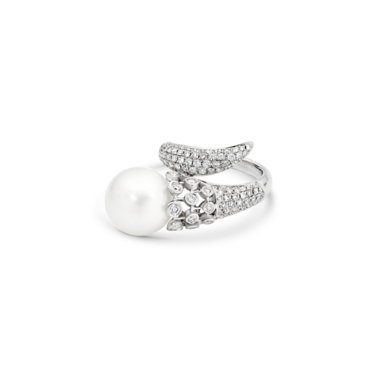 Alternative view of TWIRL SOUTH SEA PEARL DIAMOND RING