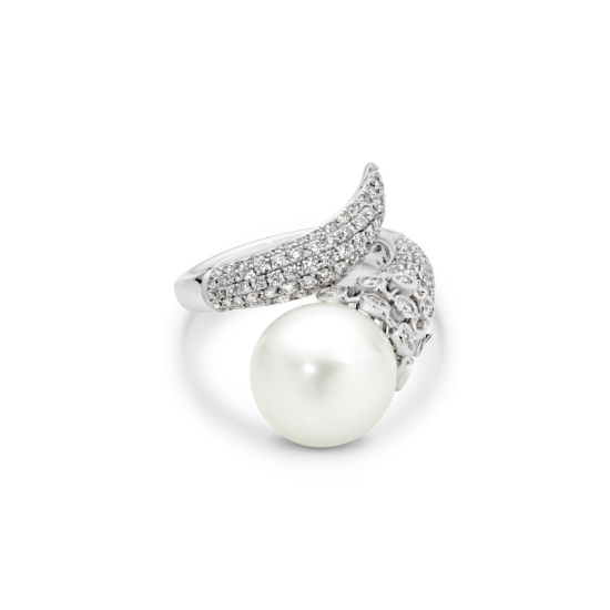 TWIRL SOUTH SEA PEARL DIAMOND RING
