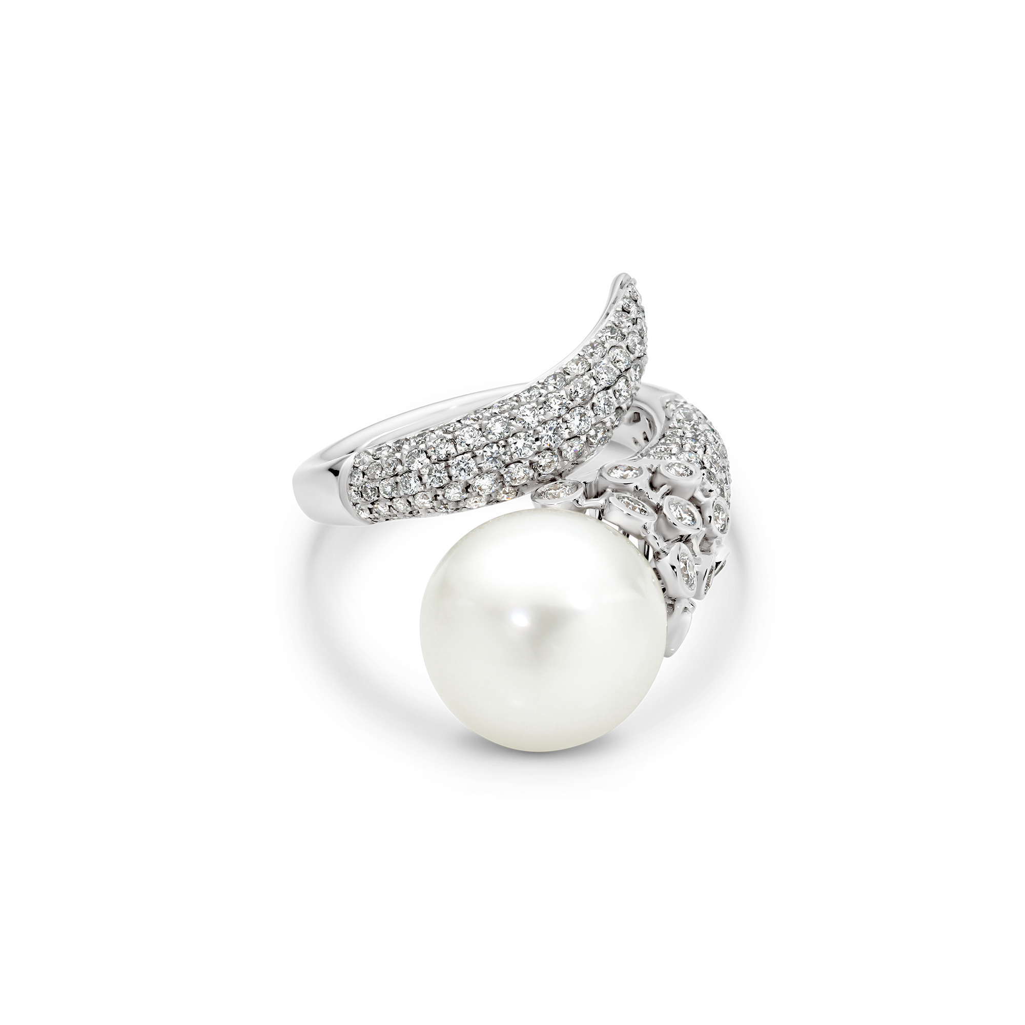 TWIRL SOUTH SEA PEARL DIAMOND RING