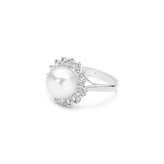 Alternative view of FLOWER SOUTH SEA PEARL DIAMOND RING