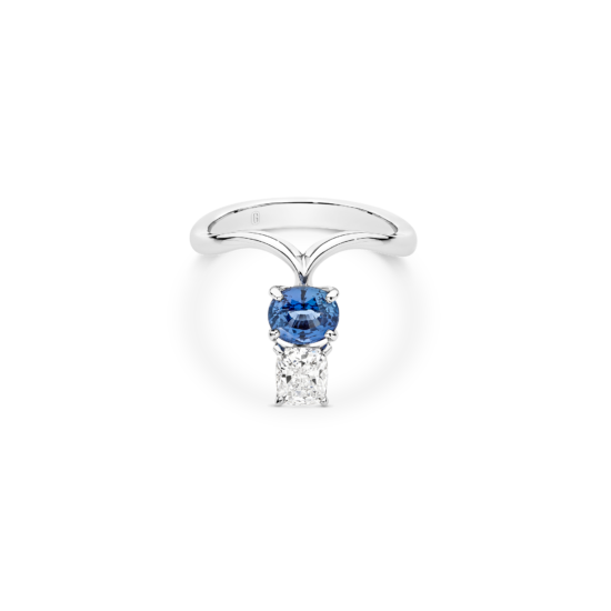 TWO STONE DIAMOND SAPPHIRE RING