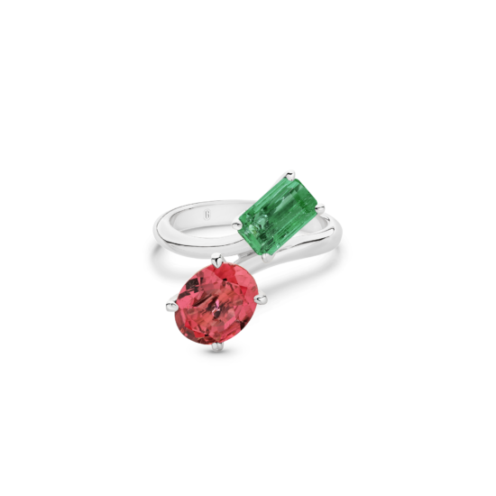 TWO STONE COLOURED GEM RING