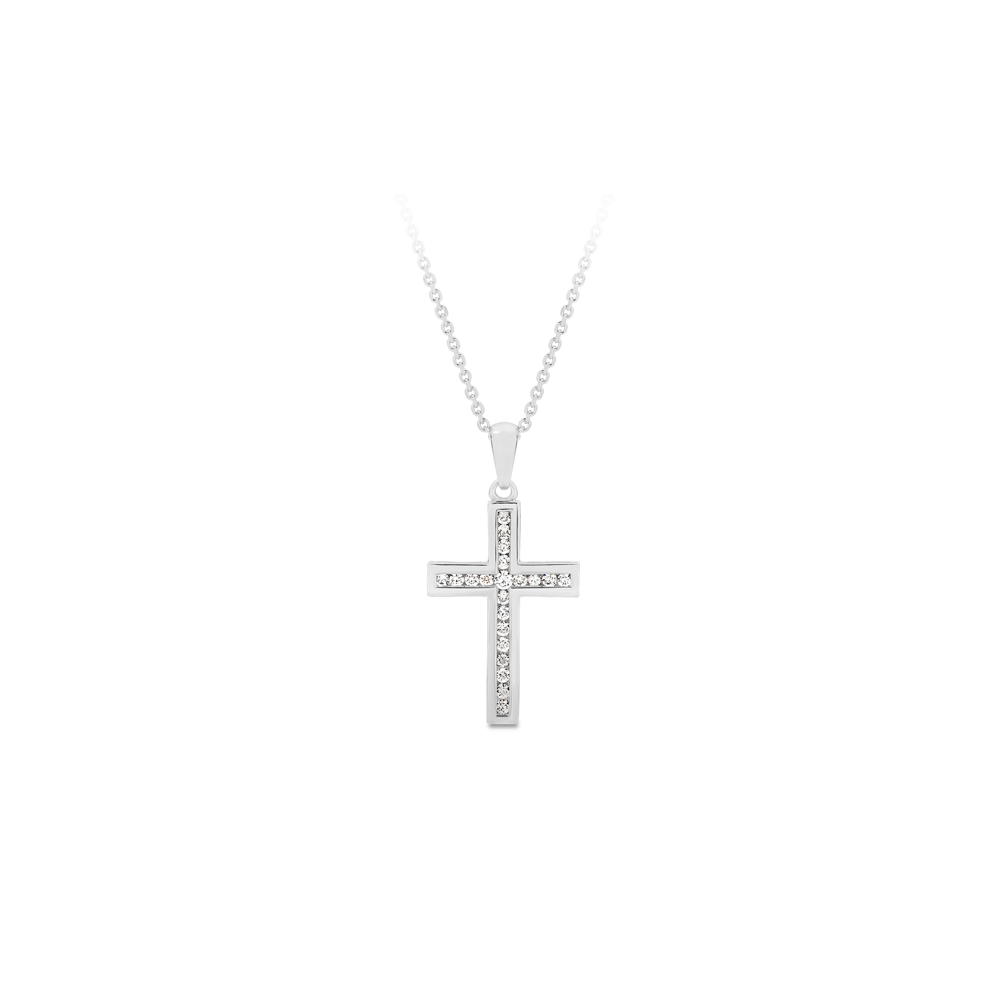 MODERN CHANNEL DIAMOND CROSS PENDANT