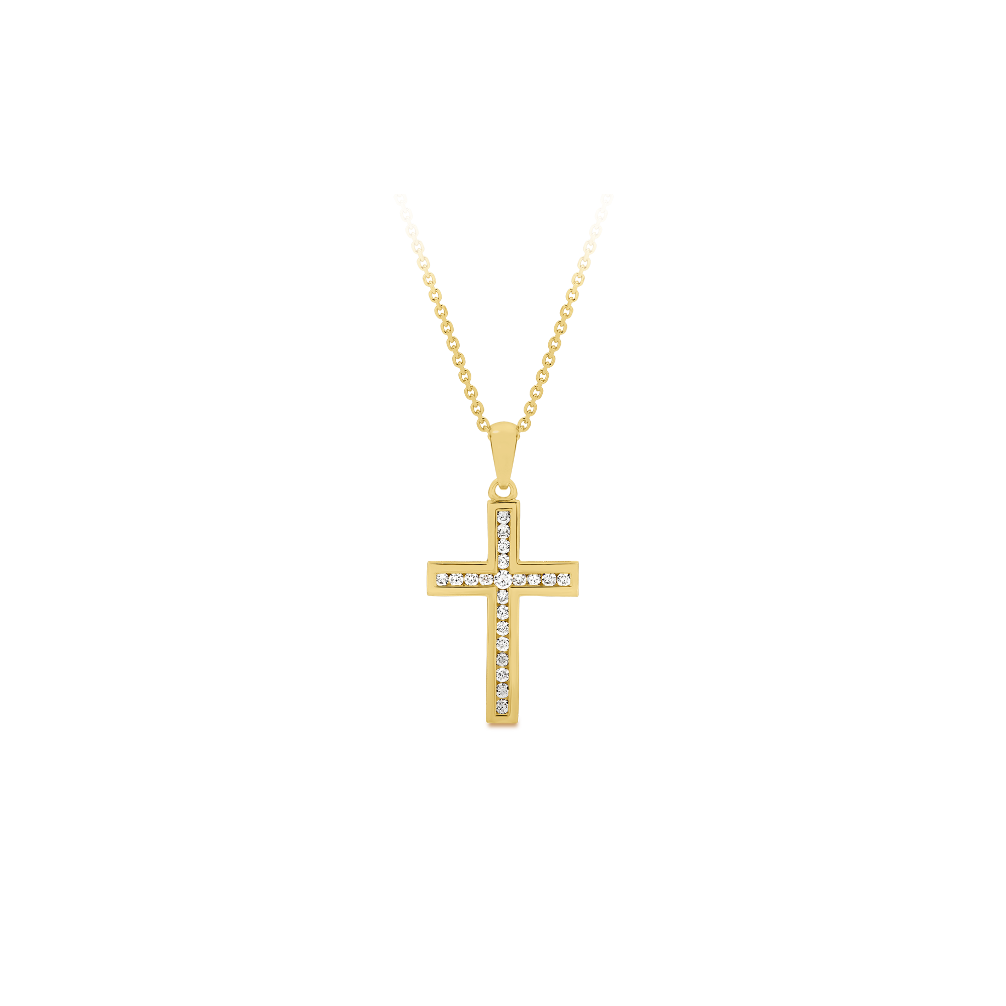 MODERN CHANNEL DIAMOND CROSS PENDANT - Image 2