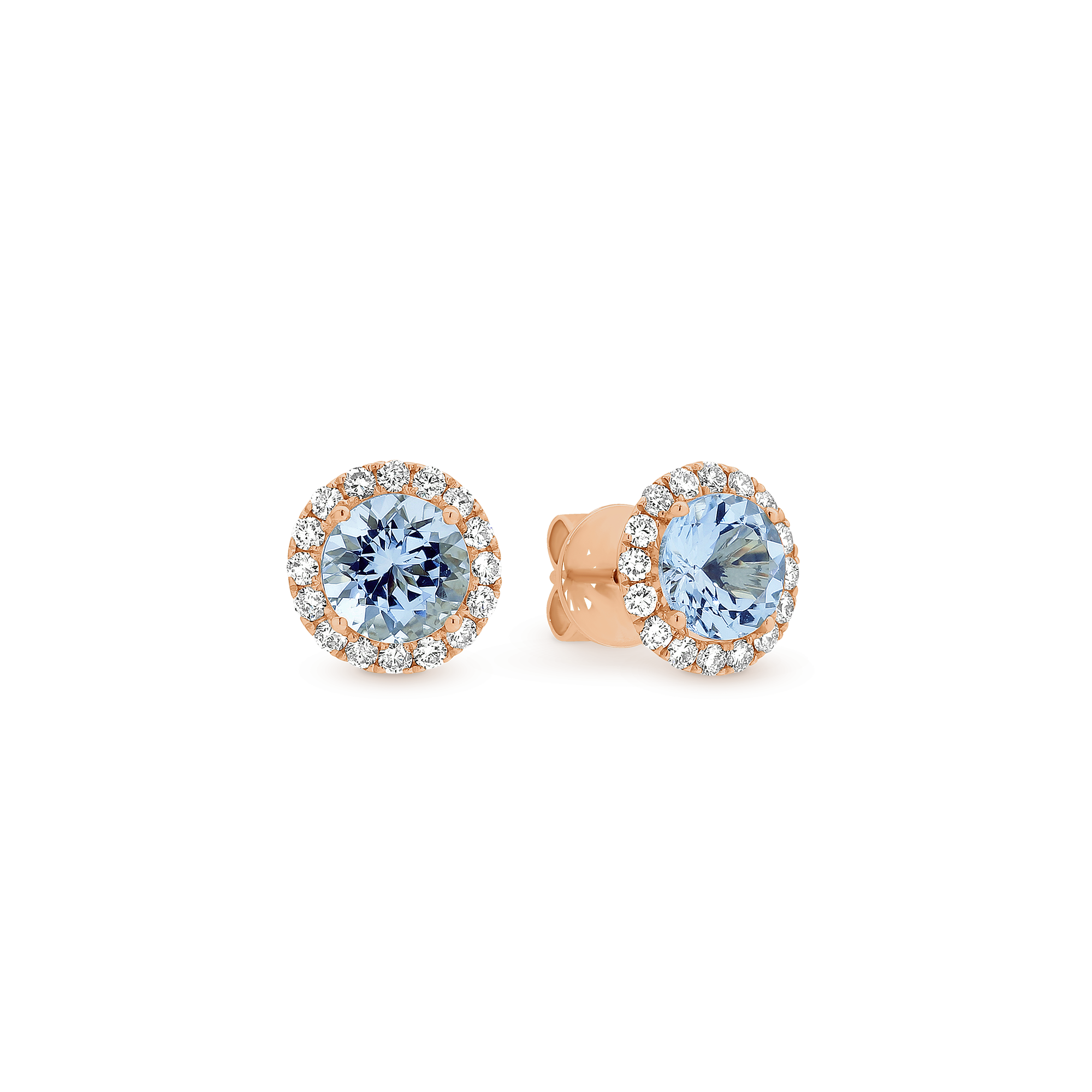 ROUND CUT AQUAMARINE DIAMOND STUD - Image 3