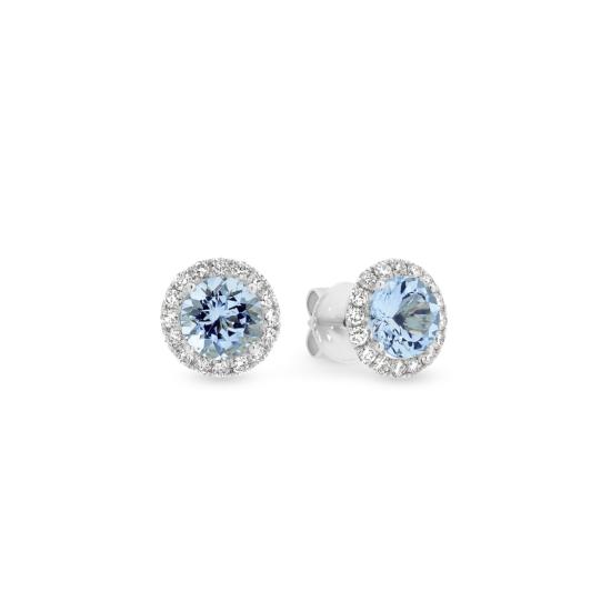 ROUND CUT AQUAMARINE DIAMOND STUD