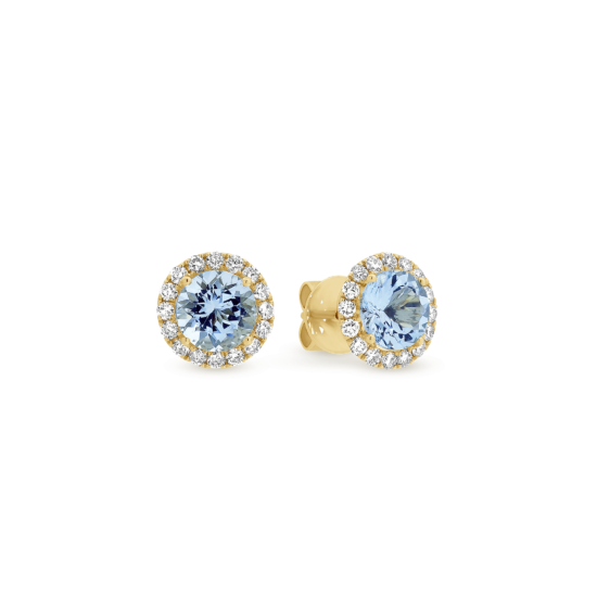 Alternative view of ROUND CUT AQUAMARINE DIAMOND STUD