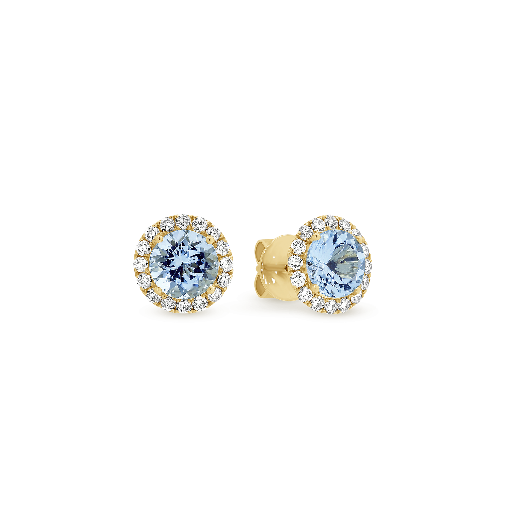 ROUND CUT AQUAMARINE DIAMOND STUD - Image 2
