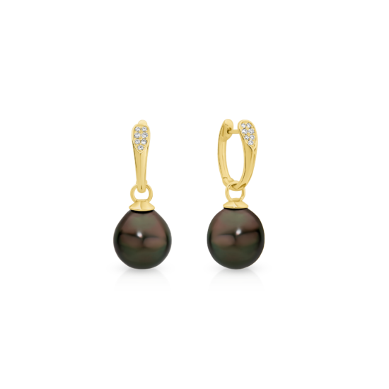 Alternative view of DIAMOND HOOP TAHITIAN PEARL
