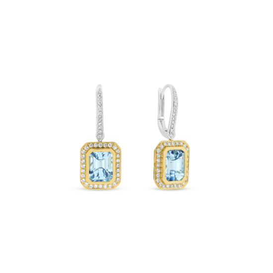 TWO-TONE AQUAMARINE DIAMOND DROP