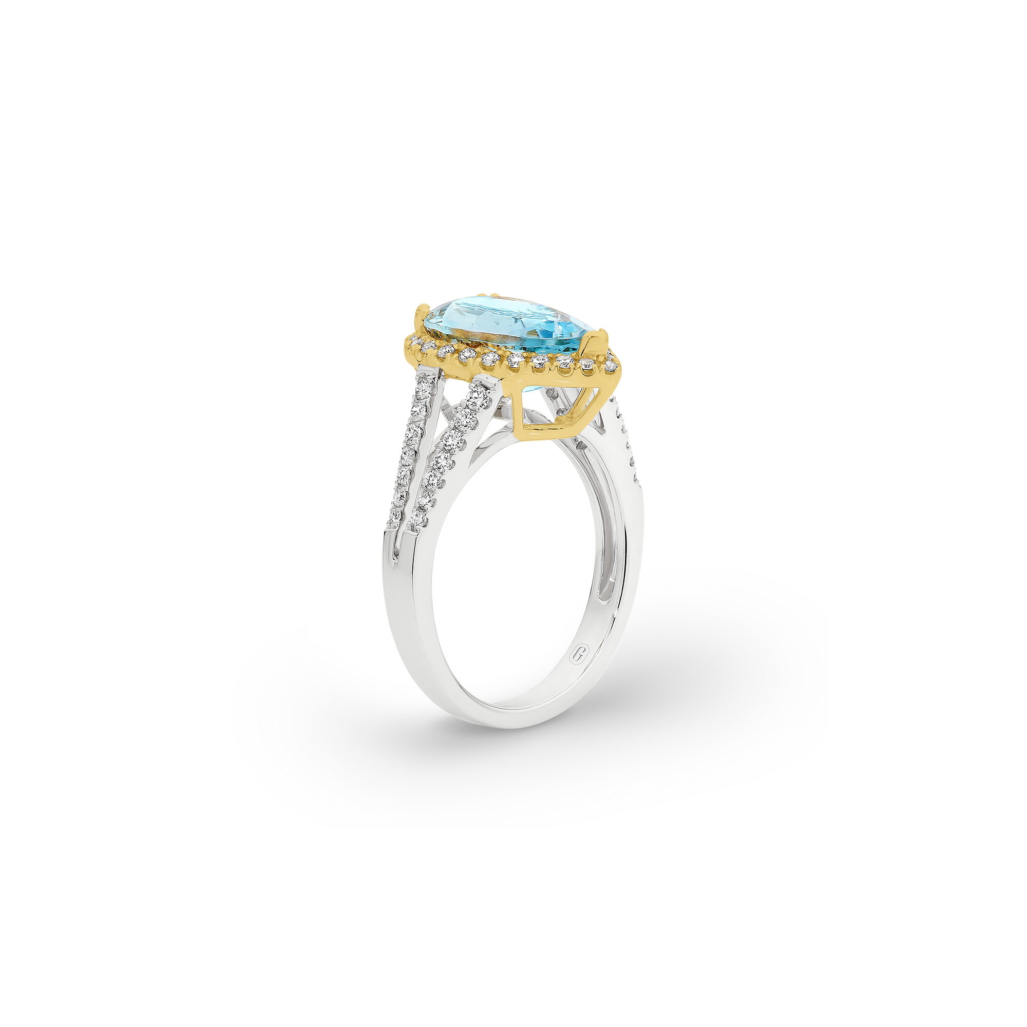 PEAR CUT AQUAMARINE DIAMOND HALO RING - Image 3
