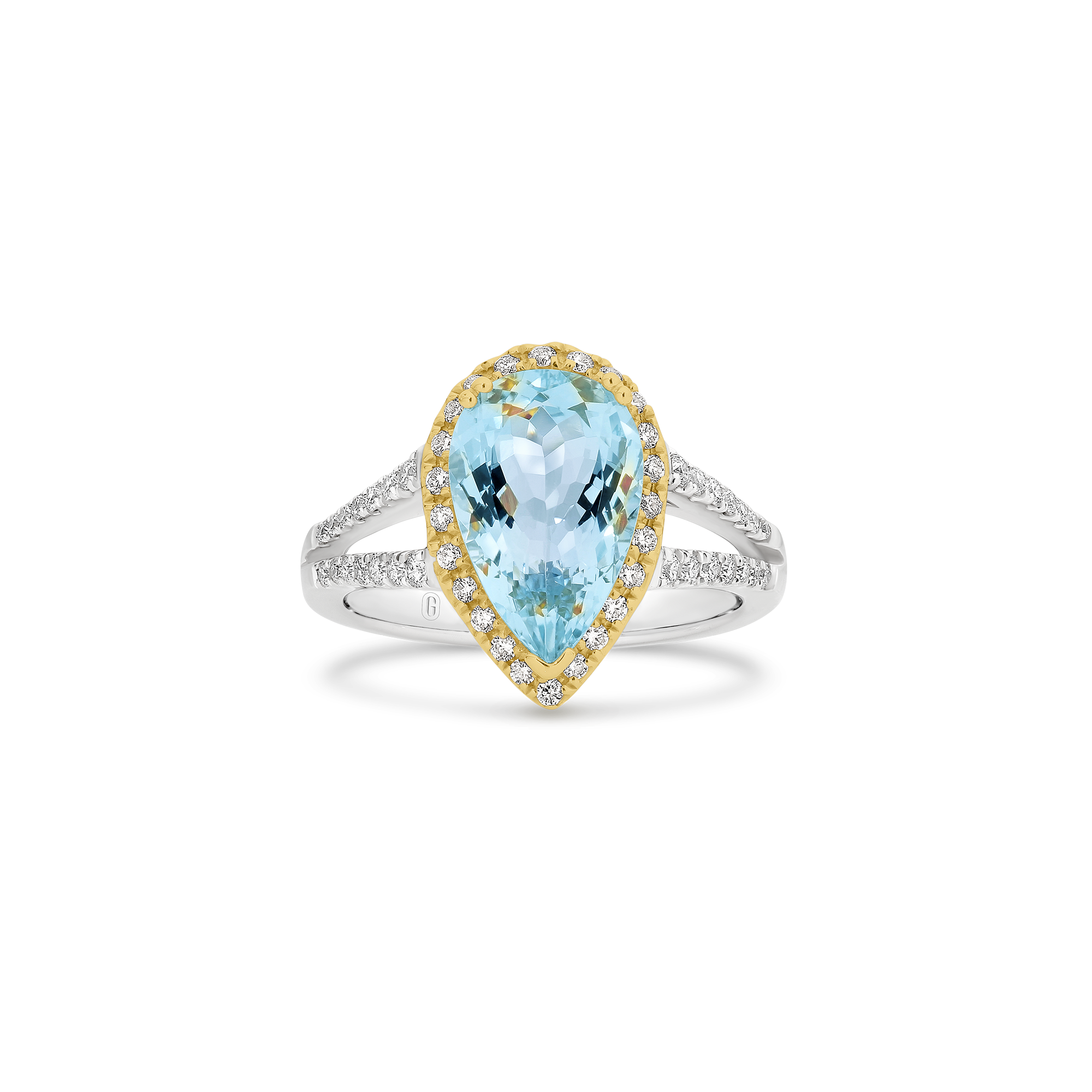 PEAR CUT AQUAMARINE DIAMOND HALO RING