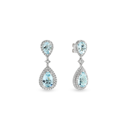 PEAR CUT AQUAMARINE DIAMOND DROP