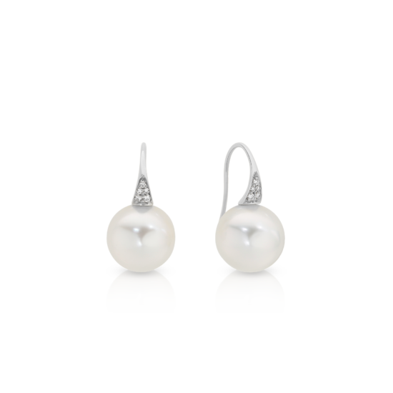 CLUSTER DIAMOND FRENCH HOOK SOUTH SEA PEARL