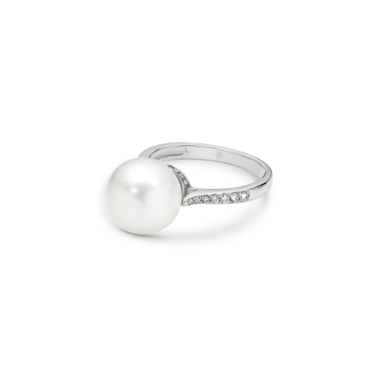 Alternative view of SOUTH SEA PEARL HIDDEN HALO DIAMOND RING