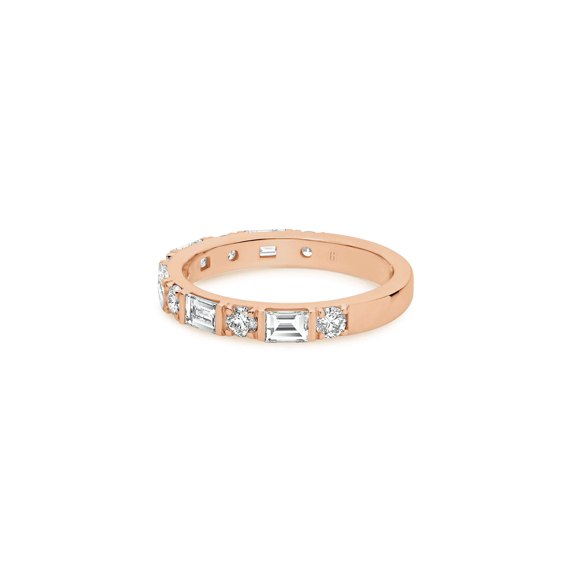 ROUND BRILLIANT CUT BAGUETTE DIAMOND RING - Image 8