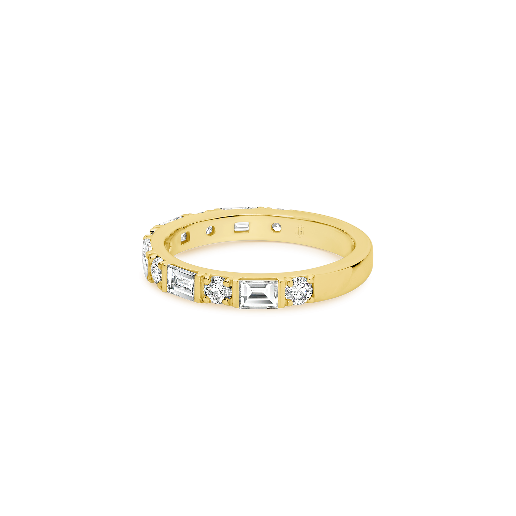 ROUND BRILLIANT CUT BAGUETTE DIAMOND RING - Image 5