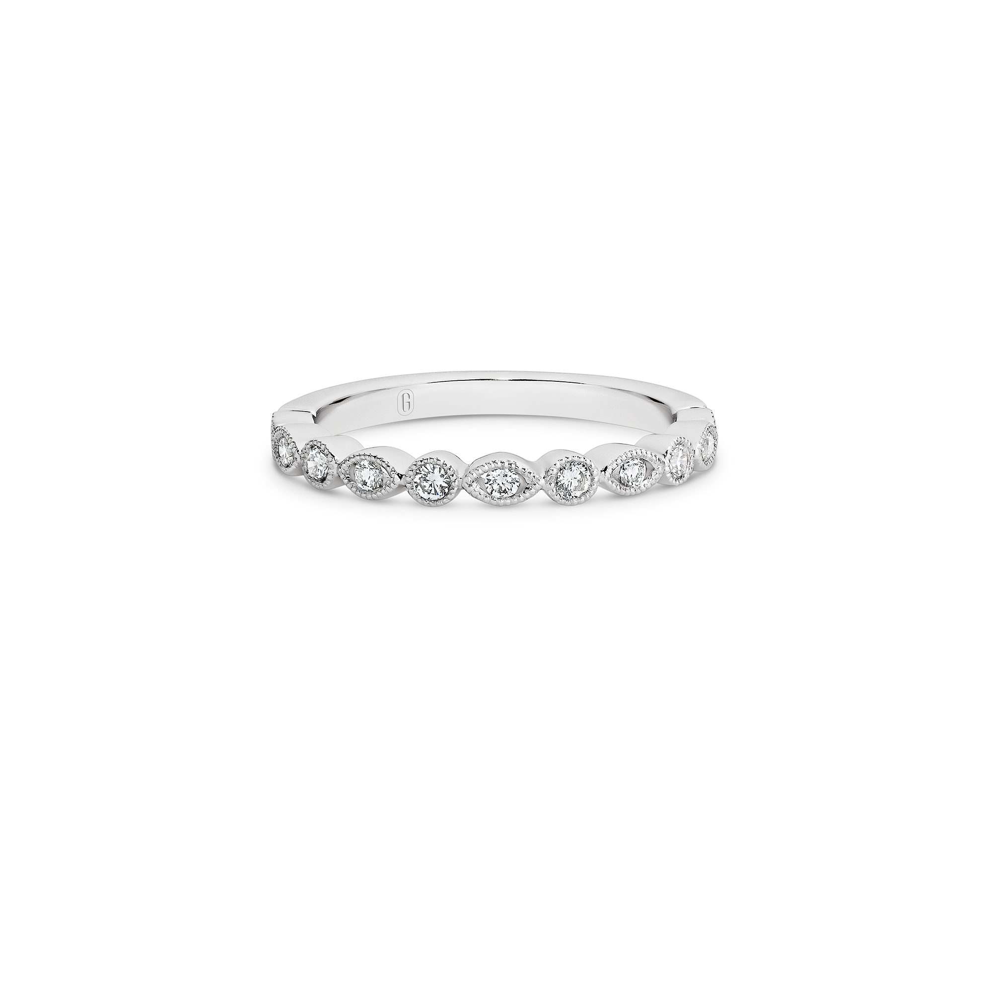 MILGRAIN ALTERNATING DIAMOND BAND