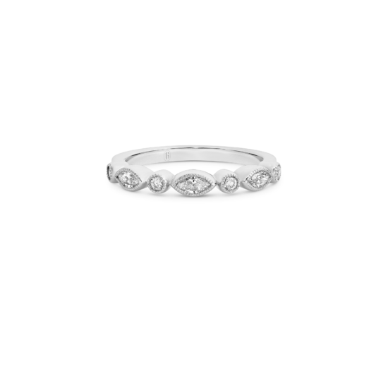 MILGRAIN MARQUISE ROUND DIAMOND BAND