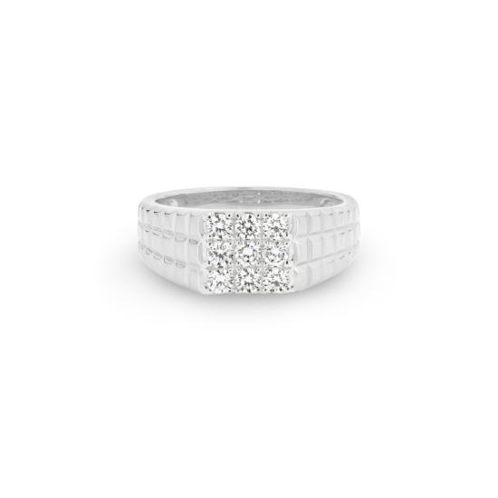 SQUARE TOP DIAMOND SIGNET RING
