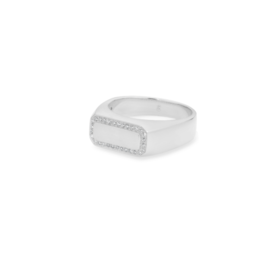 Alternative view of FLAT TOP MEN'S DIAMOND SIGNET RING