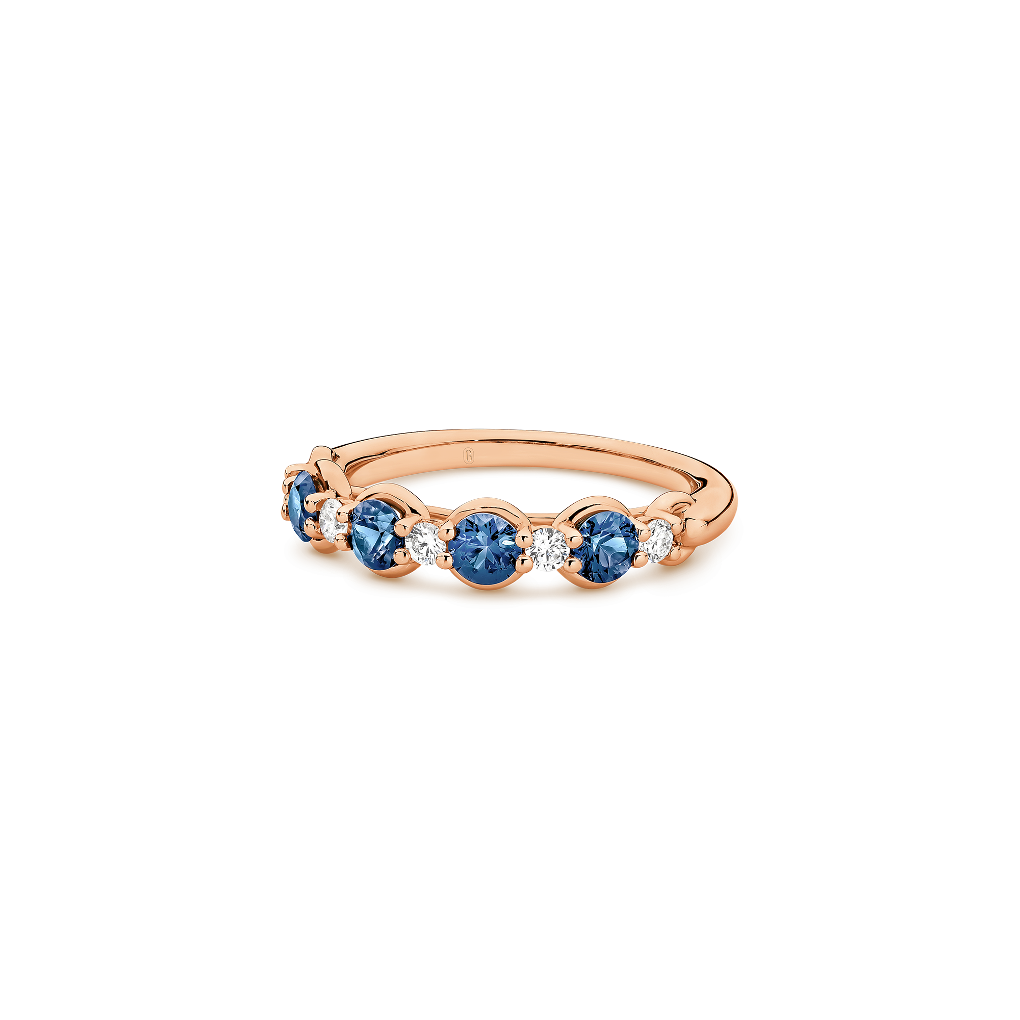 BEZEL CLAW SAPPHIRE DIAMOND BAND - Image 8