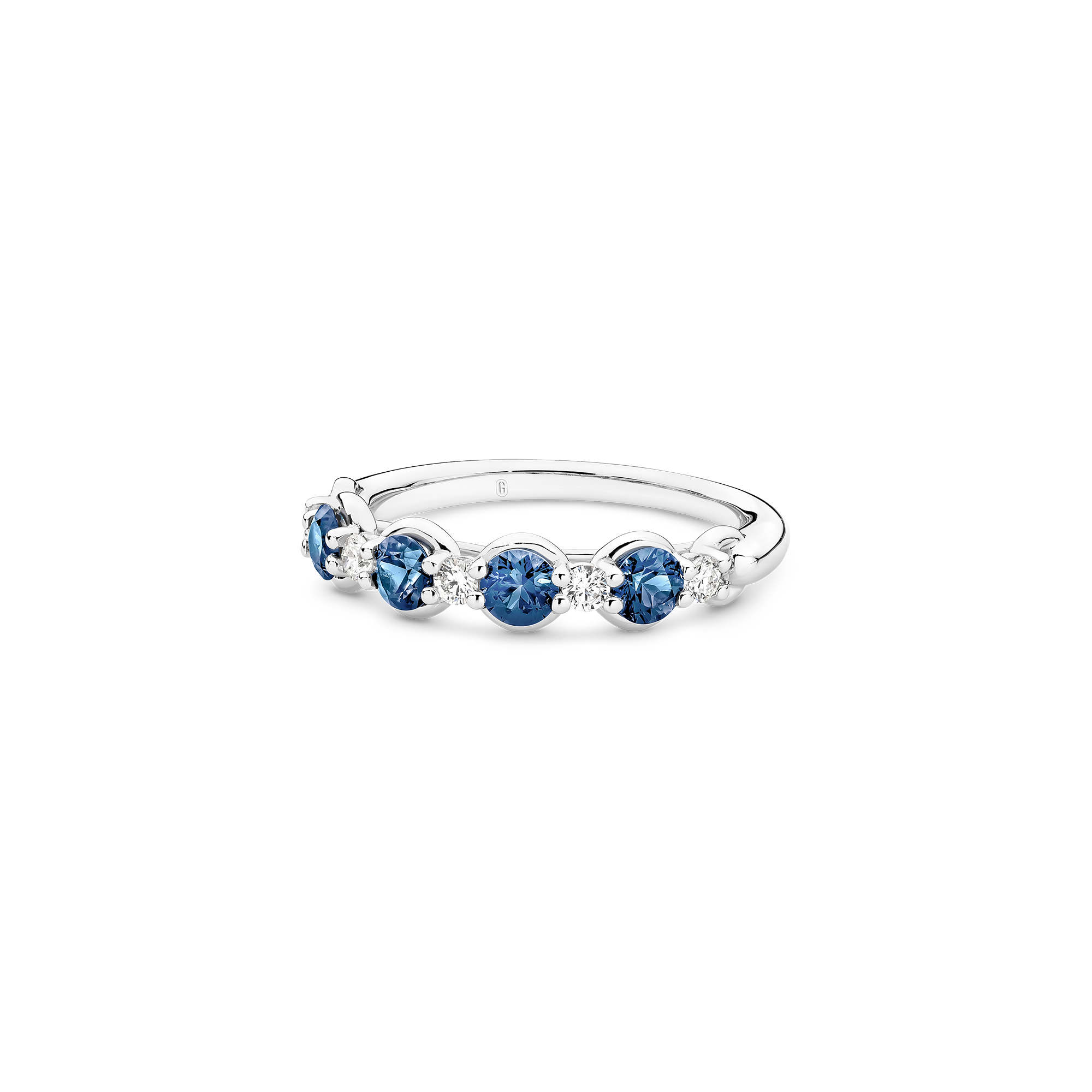 BEZEL CLAW SAPPHIRE DIAMOND BAND - Image 2