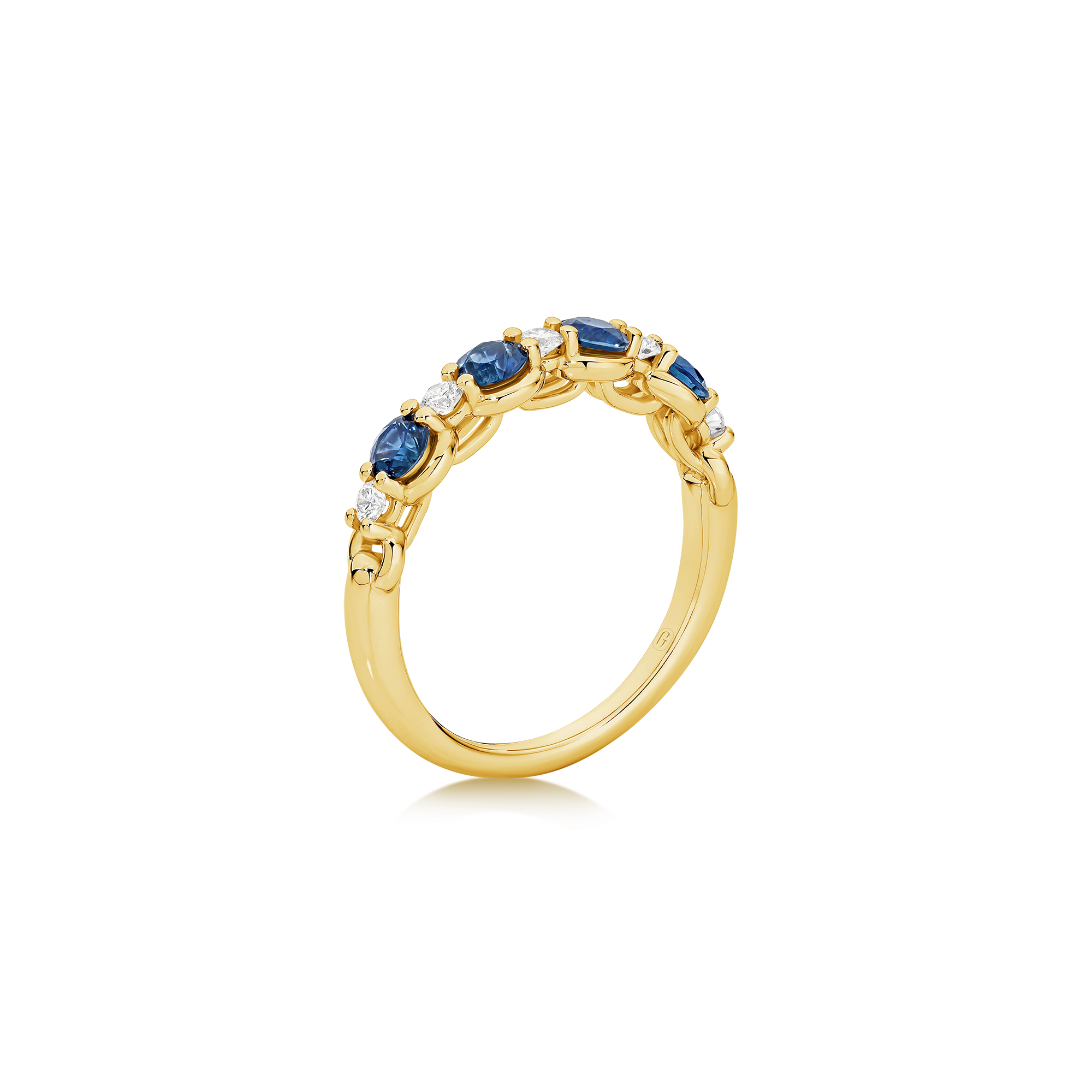 BEZEL CLAW SAPPHIRE DIAMOND BAND - Image 6