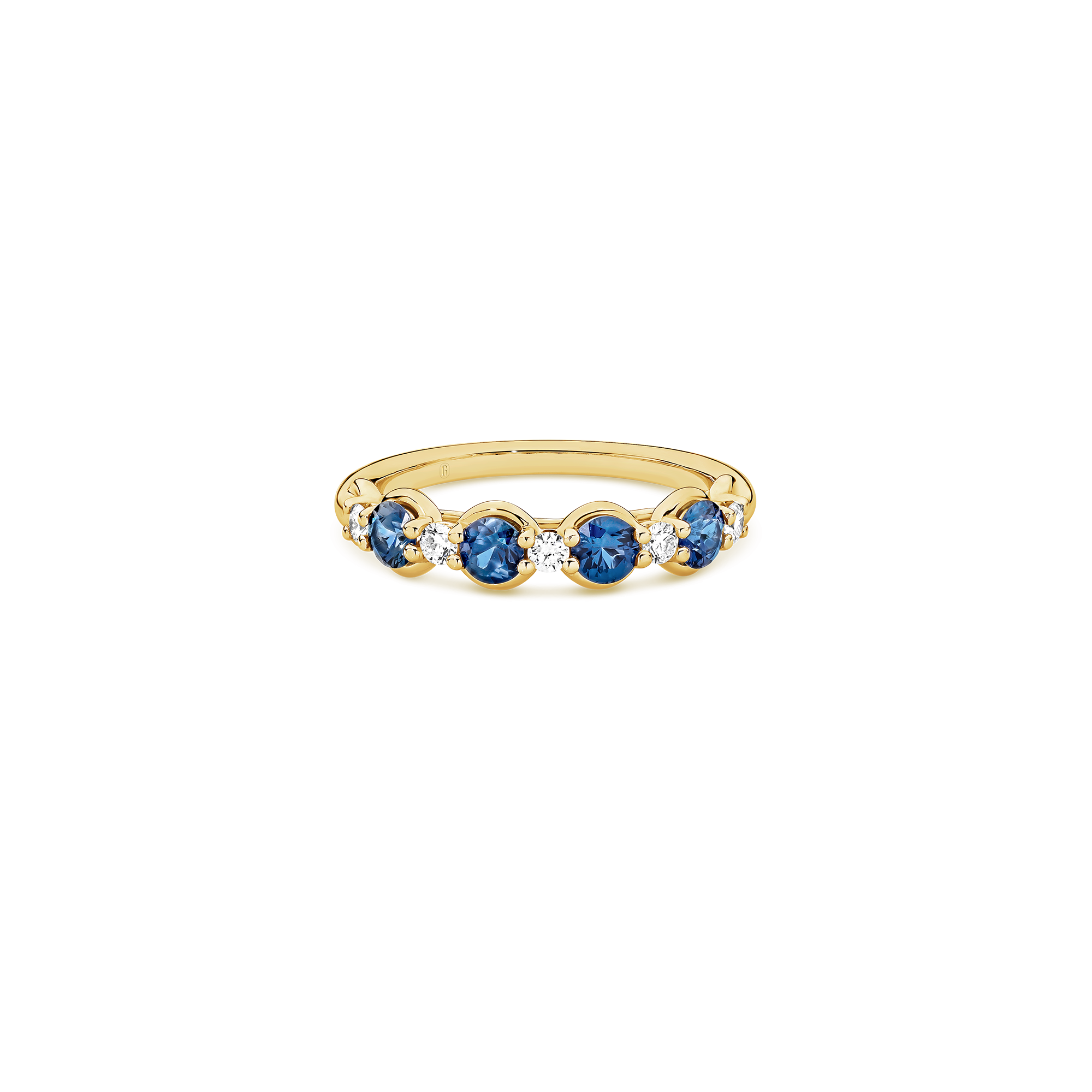 BEZEL CLAW SAPPHIRE DIAMOND BAND - Image 4