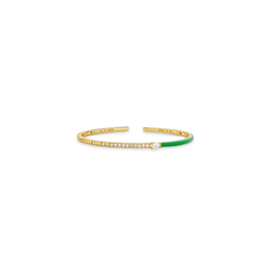 Alternative view of GREEN ENAMEL DIAMOND BANGLE