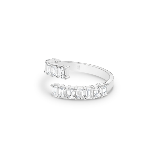 Alternative view of TWIRL EMERALD CUT DIAMOND BAND