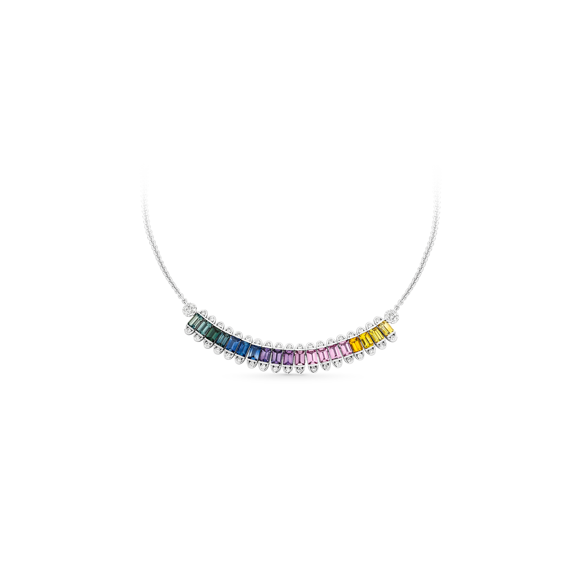 RAINBOW SAPPHIRE & DIAMOND NECKLACE